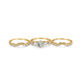 Three Piece Round Natural Stone Cocktail Ring