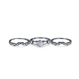 Three Piece Round Natural Stone Cocktail Ring