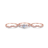 Three Piece Round Natural Stone Cocktail Ring