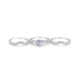 Three Piece Round Natural Stone Cocktail Ring
