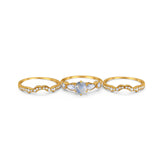 Three Piece Round Natural Stone Cocktail Ring