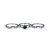 Three Piece Round Natural Stone Cocktail Ring