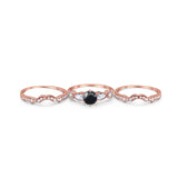Three Piece Round Natural Stone Cocktail Ring