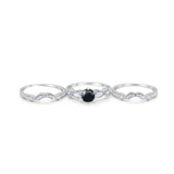 Three Piece Round Natural Stone Cocktail Ring