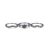 Three Piece Round Natural Stone Cocktail Ring