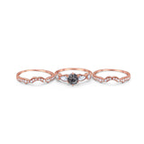 Three Piece Round Natural Stone Cocktail Ring