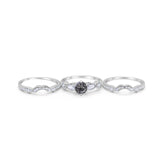 Three Piece Round Natural Stone Cocktail Ring