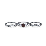 Three Piece Round Natural Stone Cocktail Ring