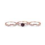 Three Piece Round Natural Stone Cocktail Ring