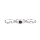 Three Piece Round Natural Stone Cocktail Ring
