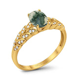 Oval Natural Stone Vintage Marquise Style Ring