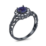 Vintage Style Round Natural Stone Flower Ring