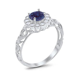 Vintage Style Round Natural Stone Flower Ring