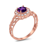 Vintage Style Round Natural Stone Flower Ring