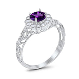 Vintage Style Round Natural Stone Flower Ring