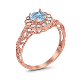 Vintage Style Round Natural Stone Flower Ring