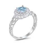 Vintage Style Round Natural Stone Flower Ring