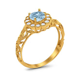 Vintage Style Round Natural Stone Flower Ring