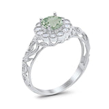 Vintage Style Round Natural Stone Flower Ring