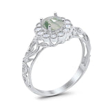 Vintage Style Round Natural Stone Flower Ring