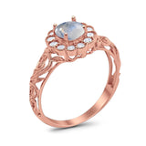 Vintage Style Round Natural Stone Flower Ring