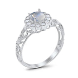 Vintage Style Round Natural Stone Flower Ring