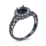 Vintage Style Round Natural Stone Flower Ring