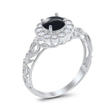 Vintage Style Round Natural Stone Flower Ring