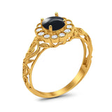 Vintage Style Round Natural Stone Flower Ring