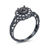 Vintage Style Round Natural Stone Flower Ring