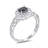 Vintage Style Round Natural Stone Flower Ring