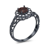 Vintage Style Round Natural Stone Flower Ring