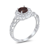 Vintage Style Round Natural Stone Flower Ring