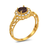 Vintage Style Round Natural Stone Flower Ring
