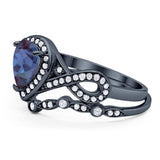 Two Piece Pear Natural Stone Bridal Ring