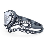Two Piece Pear Natural Stone Bridal Ring