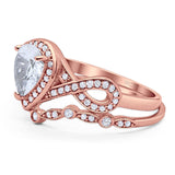 Two Piece Pear Natural Stone Bridal Ring