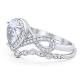 Two Piece Pear Natural Stone Bridal Ring