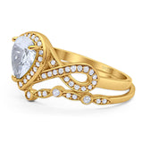 Two Piece Pear Natural Stone Bridal Ring
