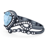 Two Piece Pear Natural Stone Bridal Ring