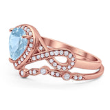 Two Piece Pear Natural Stone Bridal Ring