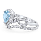 Two Piece Pear Natural Stone Bridal Ring