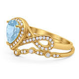 Two Piece Pear Natural Stone Bridal Ring