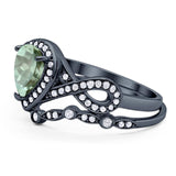 Two Piece Pear Natural Stone Bridal Ring