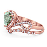 Two Piece Pear Natural Stone Bridal Ring