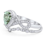 Two Piece Pear Natural Stone Bridal Ring