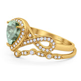 Two Piece Pear Natural Stone Bridal Ring