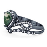 Two Piece Pear Natural Stone Bridal Ring