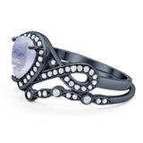 Two Piece Pear Natural Stone Bridal Ring