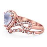 Two Piece Pear Natural Stone Bridal Ring